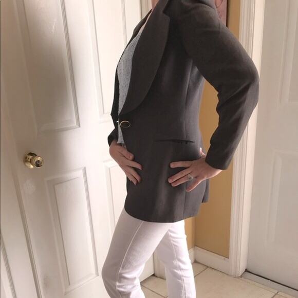 VTG Gianfranco Ferre dei Mattioli Brown Black herringbone + pebbled Blazer sz 2 - Picture 5 of 10